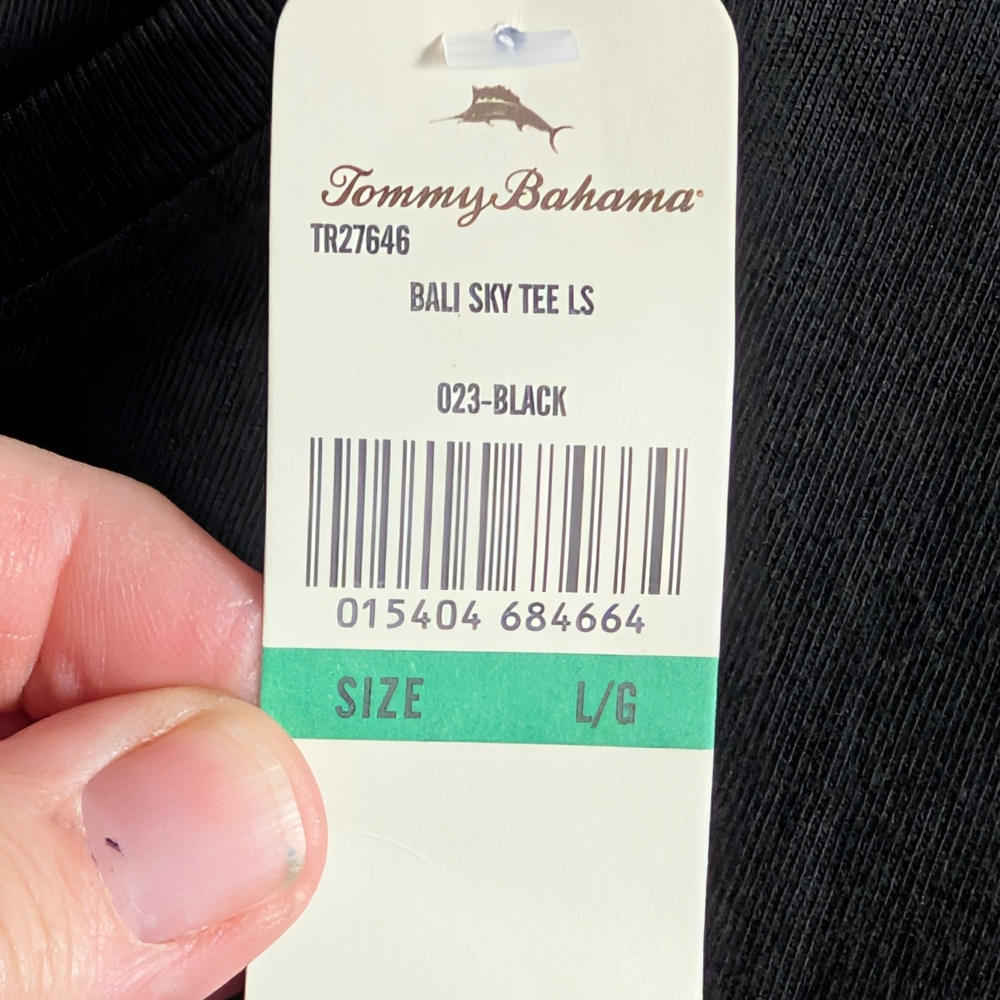 Brand New W/Tags Men's Tommy Bahama Black Long Pocket Sleeve Shirt Size Large - Picture 3 of 10